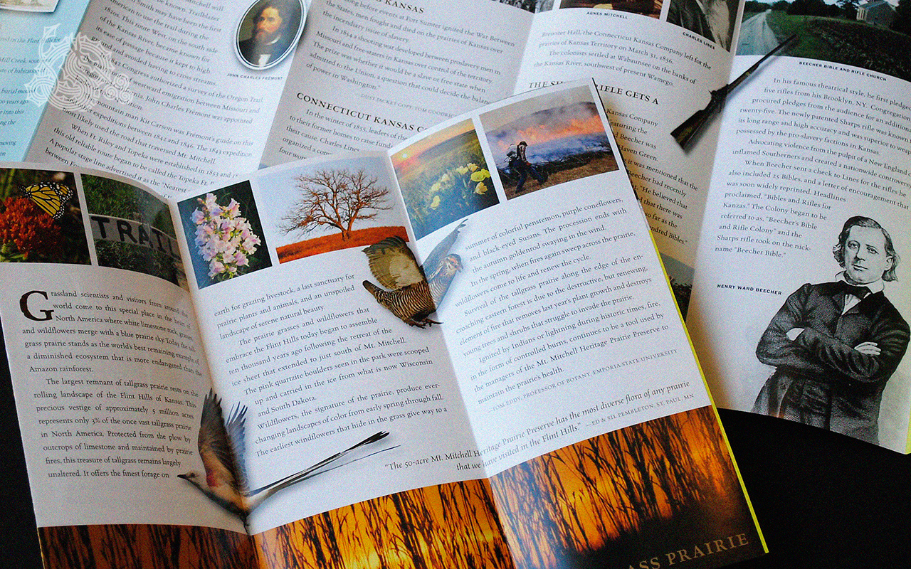 Mt. Mitchell Heritage Prairie, multi-panel brochures, rack brochures, historical sites, preservation
