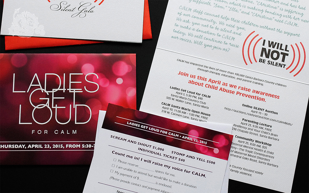 CALM, Child Abuse Listening Mediation, Ladies Get Loud, I will not be silent, fundraising materials, invitations